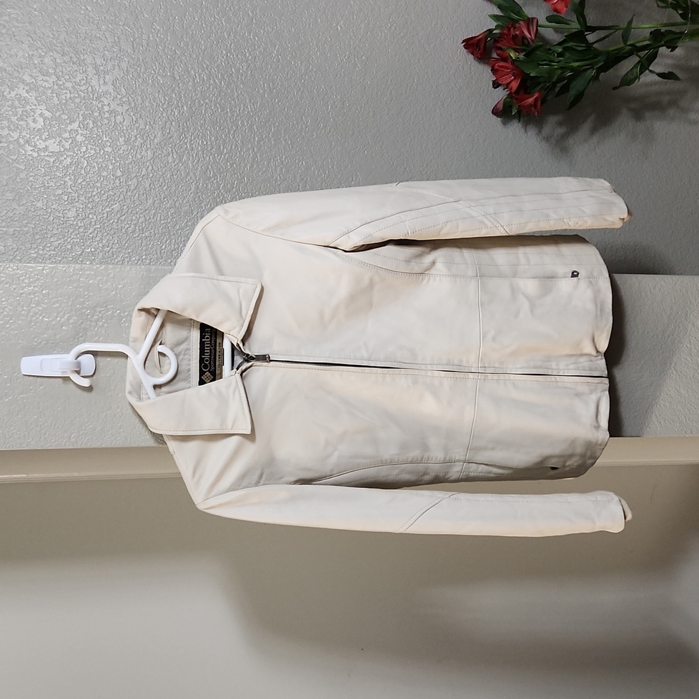 Columbia Women's Cream Leather Jacket Size Small